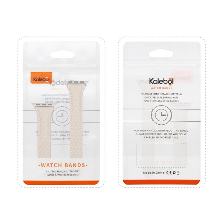 For Apple Watch 46mm / 49mm / 45mm / 44mm Kalebol Diamond Pattern Magnetic Buckle Leather Strap(Starlight) - Watch Bands by Kalebol | Online Shopping UK | buy2fix