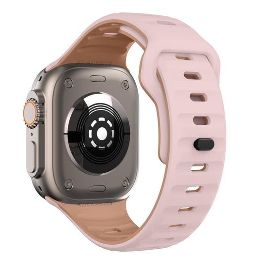 For Apple Watch 42mm / 41mm / 40mm / 38mm Kalebol Wave Reverse Buckle Two-color Silicone Strap(Oxford Pink Rose Grey) - Watch Bands by Kalebol | Online Shopping UK | buy2fix