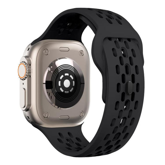 For Apple Watch 46mm / 49mm / 45mm / 44mm Kalebol Mesh Reverse Buckle Silicone Strap(Black) - Watch Bands by Kalebol | Online Shopping UK | buy2fix