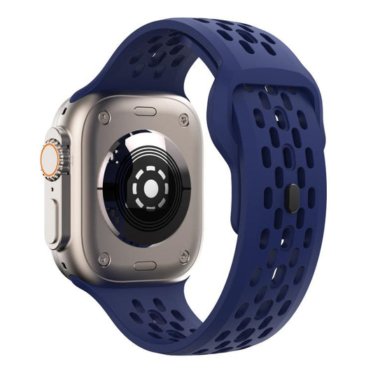 For Apple Watch 46mm / 49mm / 45mm / 44mm Kalebol Mesh Reverse Buckle Silicone Strap(Midnight Blue) - Watch Bands by Kalebol | Online Shopping UK | buy2fix