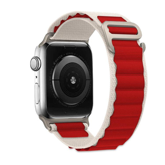 For Apple Watch 42mm / 41mm / 40mm / 38mm Kalebol Aline Nylon Loop Watch Band(Red+White) - Watch Bands by Kalebol | Online Shopping UK | buy2fix