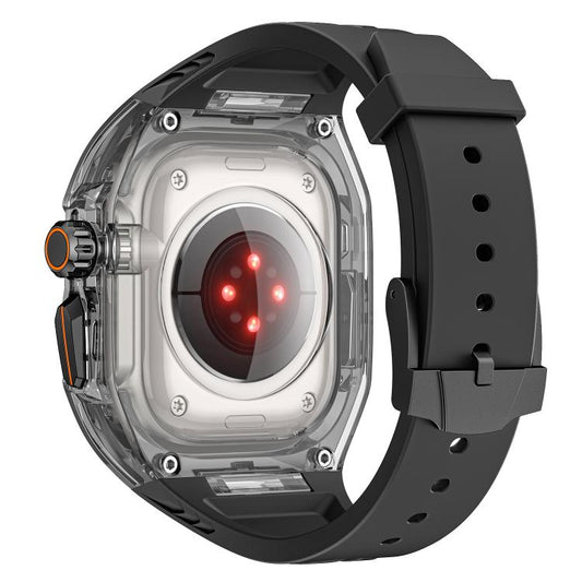 For Apple Watch Ultra 2 / 1 49mm Kalebol Glacier Integrated Transparent Silicone Strap(Black Transparent Black) - Watch Bands by Kalebol | Online Shopping UK | buy2fix