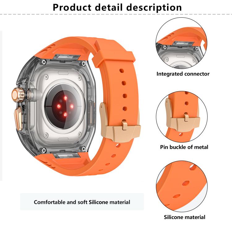 For Apple Watch 42mm / 41mm / 40mm / 38mm Kalebol Glacier Integrated Transparent Silicone Strap(Orange Transparent Black) - Watch Bands by Kalebol | Online Shopping UK | buy2fix