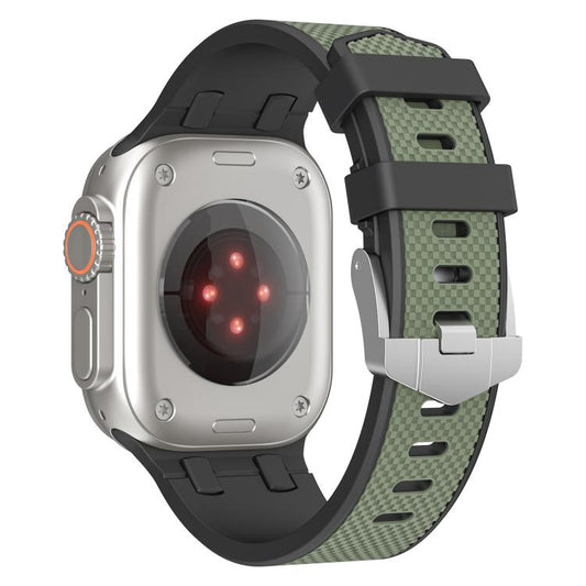 For Apple Watch 42mm / 41mm / 40mm / 38mm Kalebol Farmhouse Oak Silicone Strap(Black + Army Green) - Watch Bands by Kalebol | Online Shopping UK | buy2fix
