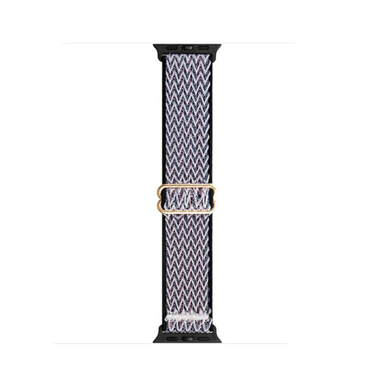 For Apple Watch 46mm / 49mm / 45mm / 44mm Kalebol Eight Buckle Wavy Braided Nylon Watch Band(Black Grey) - Watch Bands by Kalebol | Online Shopping UK | buy2fix