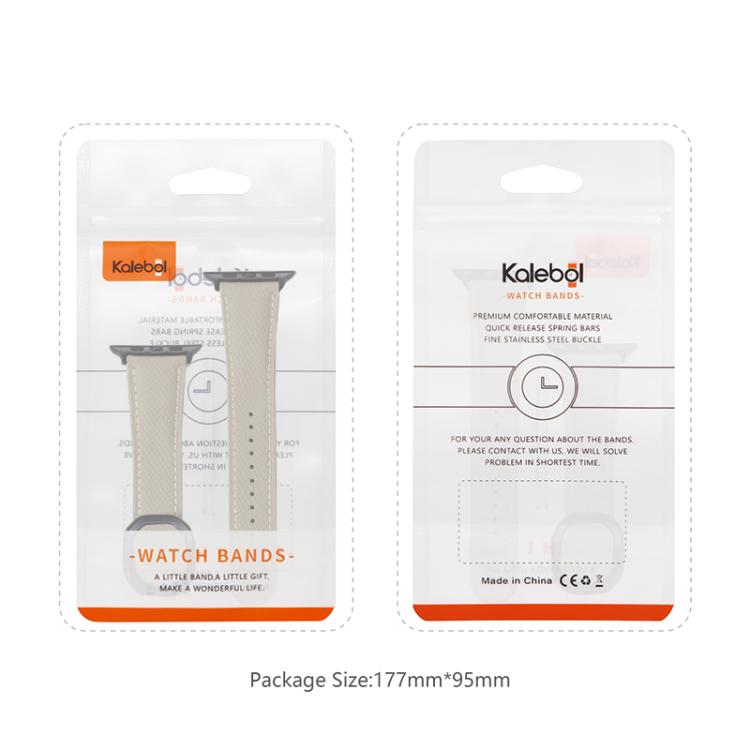 For Apple Watch 42mm / 41mm / 40mm / 38mm Kalebol Magnetic Fold Genuine Buckle Leather Watch Band(Apricot) - Watch Bands by Kalebol | Online Shopping UK | buy2fix