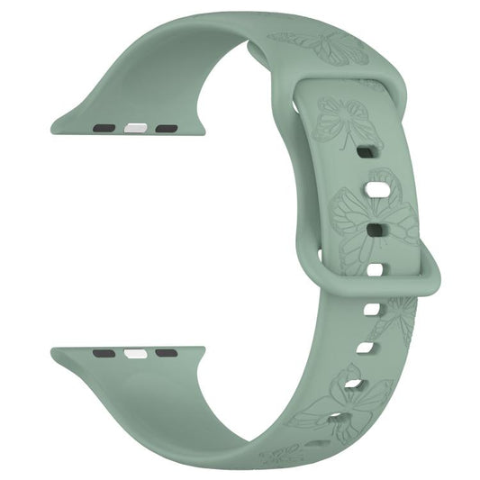 For Apple Watch 46mm / 49mm / 45mm / 44mm Kalebol 8-shaped Buckle Butterfly Embossed Silicone Watch Band(Olive Green) - Watch Bands by Kalebol | Online Shopping UK | buy2fix