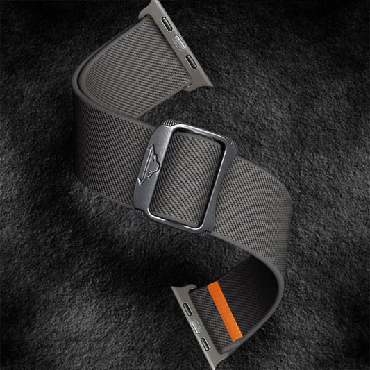 For Apple Watch 46mm / 49mm / 45mm / 44mm Kalebol Bull Bead Buckle Elastic Nylon Watch Band(Dark Grey) - Watch Bands by Kalebol | Online Shopping UK | buy2fix