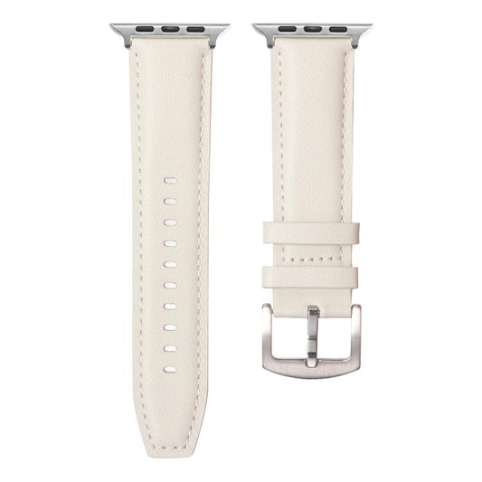 For Apple Watch 42mm / 41mm / 40mm / 38mm Kalebol Plain Genuine Leather Watch Band(White) - Watch Bands by Kalebol | Online Shopping UK | buy2fix