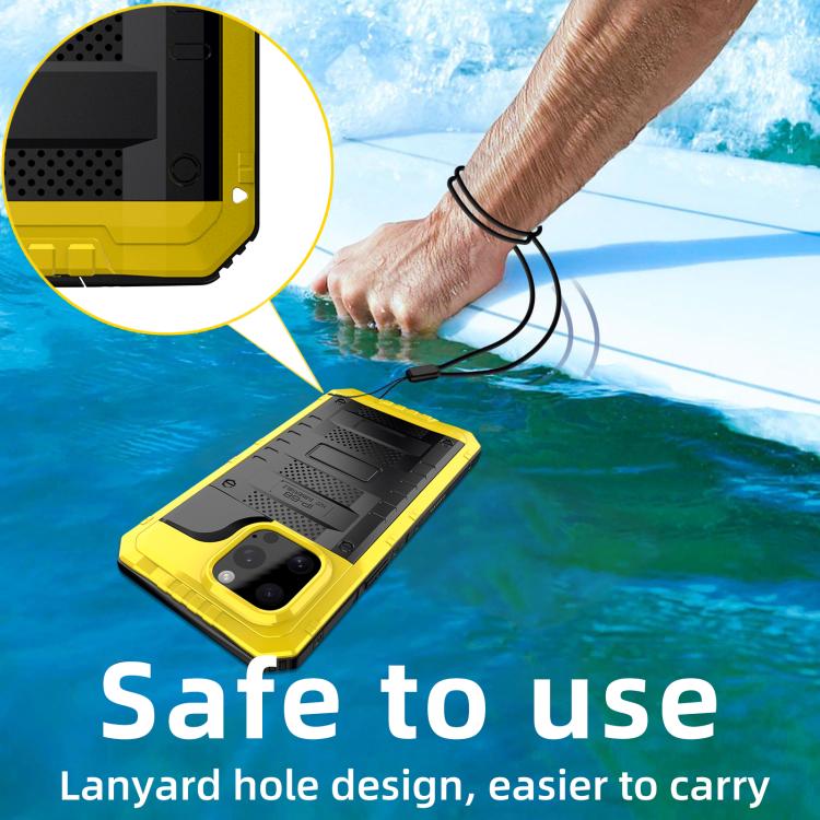 For iPhone 15 Four-proof Metal Hybrid Silicone Phone Case(Yellow) - iPhone 15 Cases by buy2fix | Online Shopping UK | buy2fix