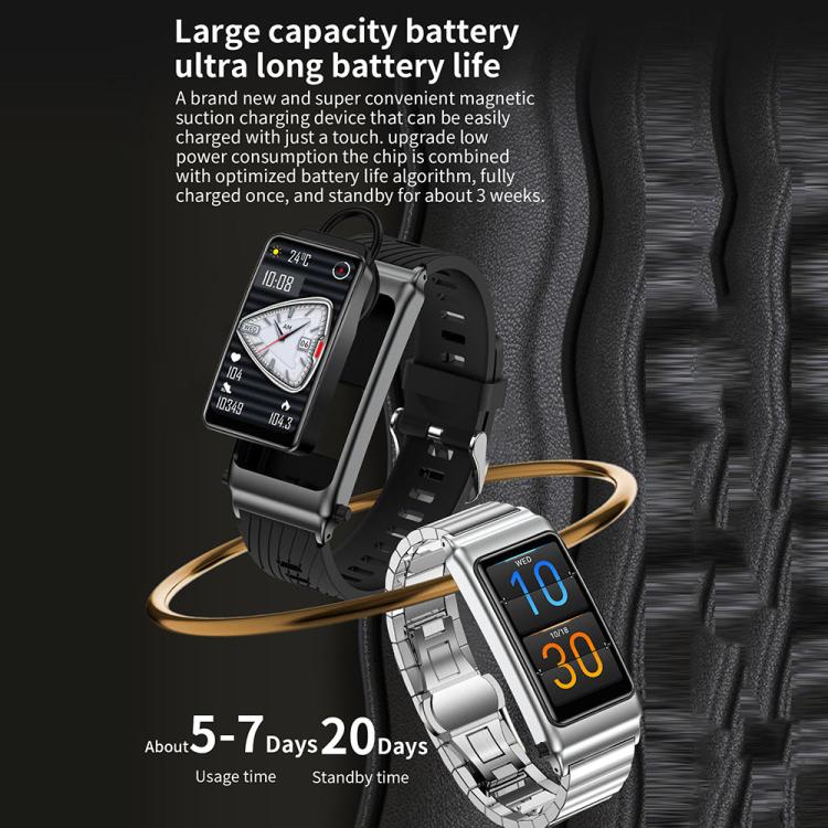 K80 1.57 inch Steel Band IP67 Earphone Detachable Smart Watch, Support Bluetooth Call(Black) - Smart Watches by buy2fix | Online Shopping UK | buy2fix