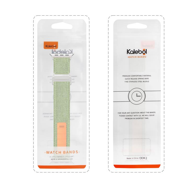 For Apple Watch 46mm / 49mm / 45mm / 44mm Kalebol Canvas Pattern Nylon Loop Strap(Army Green) - Watch Bands by Kalebol | Online Shopping UK | buy2fix