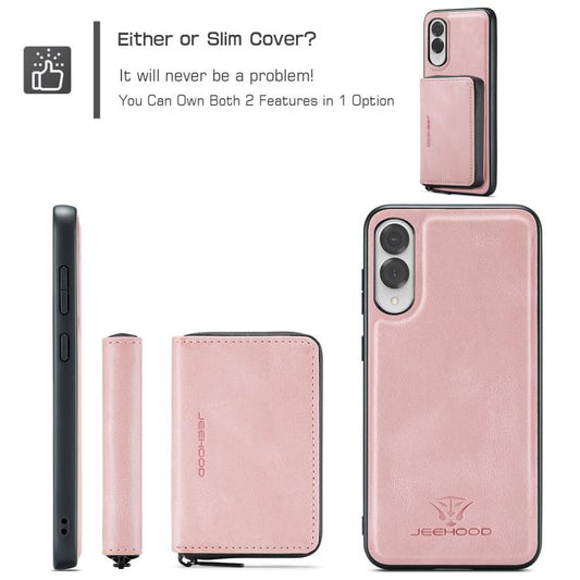 For Samsung Galaxy S25 Edge 5G JEEHOOD J02 Magnetic Zipper Horizontal Flip Leather Phone Case(Pink) - Galaxy S25 Edge 5G Cases by JEEHOOD | Online Shopping UK | buy2fix