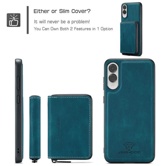 For Samsung Galaxy S25 Edge 5G JEEHOOD J02 Magnetic Zipper Horizontal Flip Leather Phone Case(Blue) - Galaxy S25 Edge 5G Cases by JEEHOOD | Online Shopping UK | buy2fix