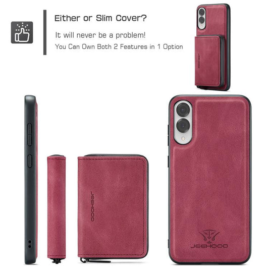 For Samsung Galaxy S25 Edge 5G JEEHOOD J02 Magnetic Zipper Horizontal Flip Leather Phone Case(Red) - Galaxy S25 Edge 5G Cases by JEEHOOD | Online Shopping UK | buy2fix