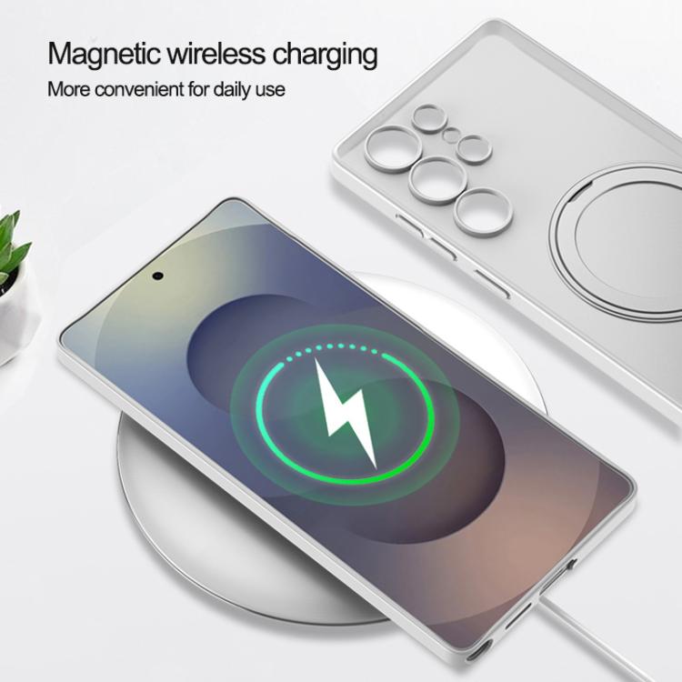 For Samsung Galaxy S25 Ultra 5G GKK Semi-transparent Skin Feel MagSafe Holder Phone Case(Titanium Grey) - Galaxy S25 Ultra 5G Cases by GKK | Online Shopping UK | buy2fix