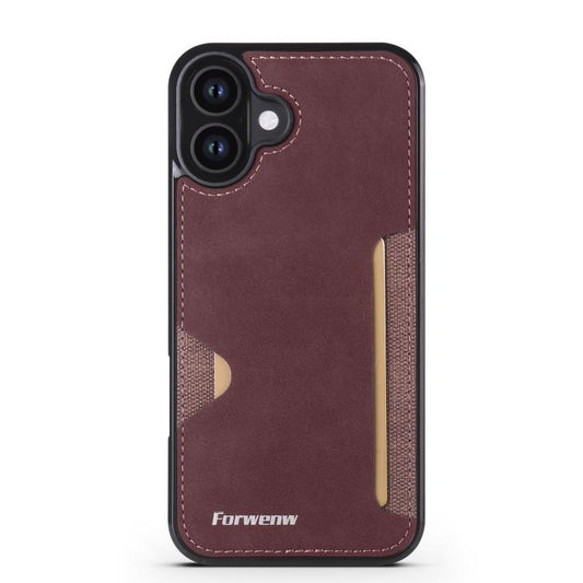 For iPhone 16 Plus Forwenw F5 Series Integrated Card Bag Phone Case(Red) - iPhone 16 Plus Cases by Forwenw | Online Shopping UK | buy2fix