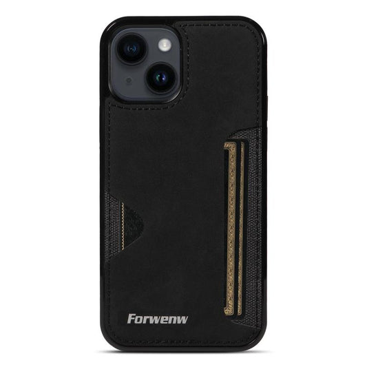 For iPhone 14 Forwenw F5 Series Integrated Card Bag Phone Case(Black) - iPhone 14 Cases by Forwenw | Online Shopping UK | buy2fix