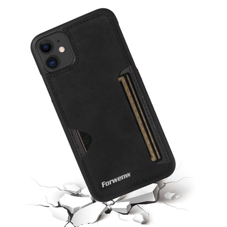 For iPhone 11 Forwenw F5 Series Integrated Card Bag Phone Case(Black) - iPhone 11 Cases by Forwenw | Online Shopping UK | buy2fix