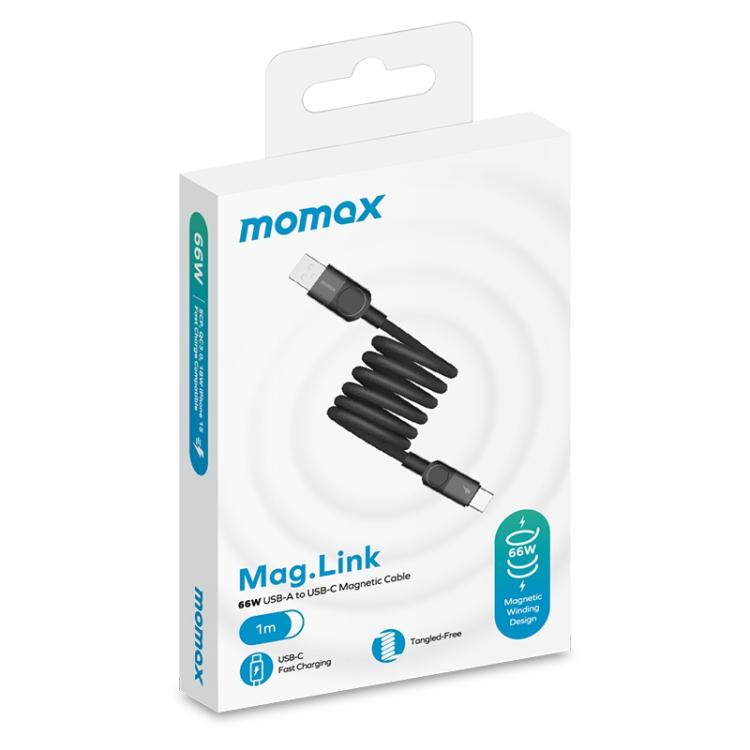 MOMAX Mag.Link DA57 66W USB to USB-C / Type-C Magnetic Braided Fast Charging Cable, Length:1m(Black) - USB-C & Type-C Cable by MOMAX | Online Shopping UK | buy2fix