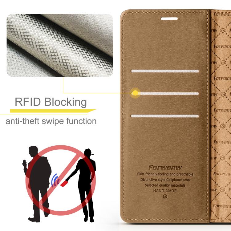 For iPhone 16 Forwenw F6 Series RFID Leather Phone Case(Brown) - iPhone 16 Cases by Forwenw | Online Shopping UK | buy2fix