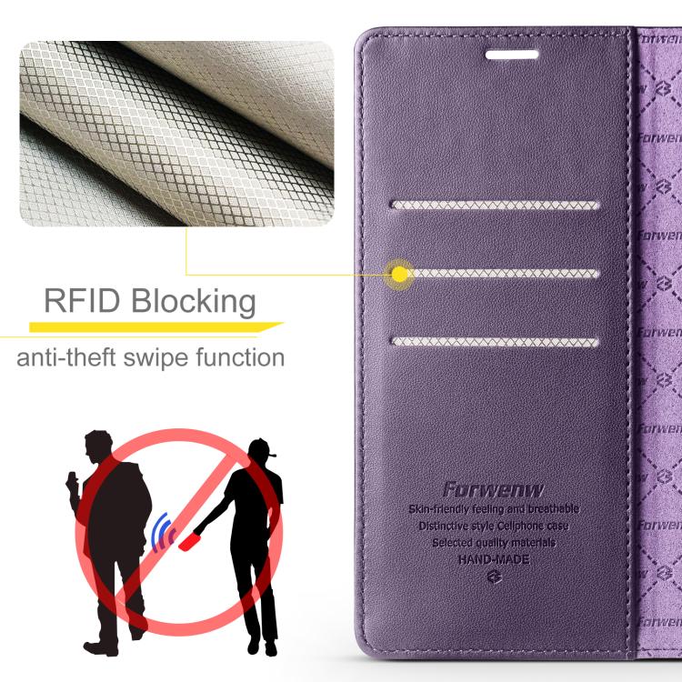 For iPhone 16 Forwenw F6 Series RFID Leather Phone Case(Purple) - iPhone 16 Cases by Forwenw | Online Shopping UK | buy2fix