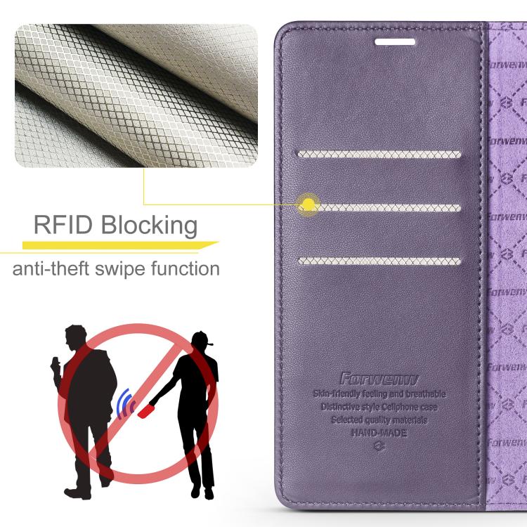 For iPhone 15 Pro Forwenw F6 Series RFID Leather Phone Case(Purple) - iPhone 15 Pro Cases by Forwenw | Online Shopping UK | buy2fix