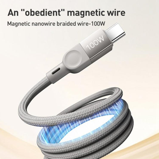 MOMAX DC35 100W USB-C / Type-C to USB-C / Type-C Magnetic Braided Data Cable, Length:1m(White) - USB-C & Type-C Cable by MOMAX | Online Shopping UK | buy2fix