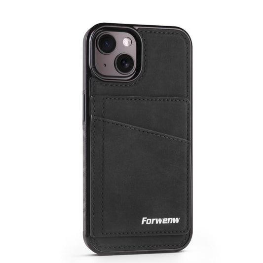 For iPhone 13 mini Forwenw F8 Series 2 in 1 Magnetic Card Slot Leather Phone Case(Black) - iPhone 13 mini Cases by Forwenw | Online Shopping UK | buy2fix