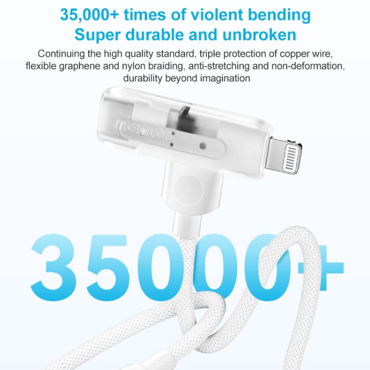 MOMAX DL56 1-Link Flow 60W Type-C to Type-C and 8 Pin Fast Charging Cable, Length:1.5m(White) - 2 in 1 Cable by MOMAX | Online Shopping UK | buy2fix