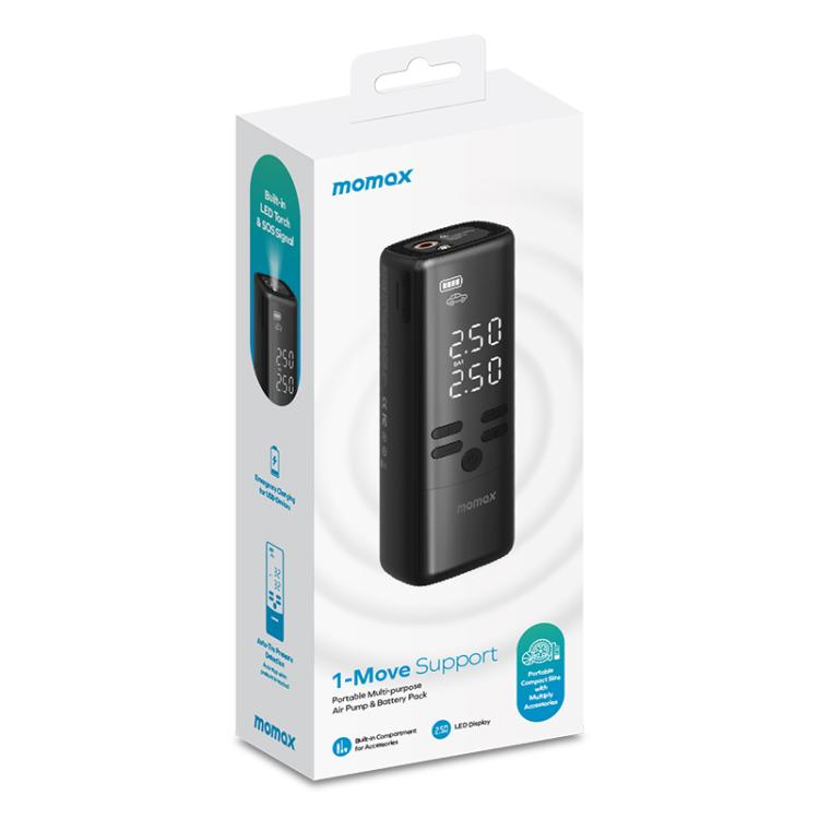 MOMAX CR16D 1-Move Support Car Digital Display Portable Smart Electric Wireless Air Pump(Black) - Inflatable Pump by MOMAX | Online Shopping UK | buy2fix
