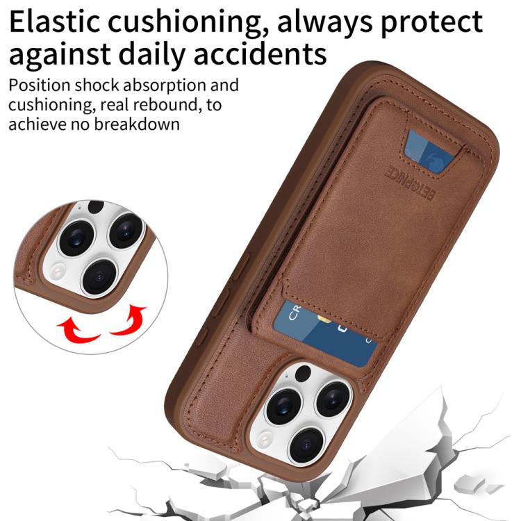 For iPhone 16 Pro BETOPNICE Vertical Flip Detachable MagSafe Wallet Phone Case(Brown) - iPhone 16 Pro Cases by BETOPNICE | Online Shopping UK | buy2fix