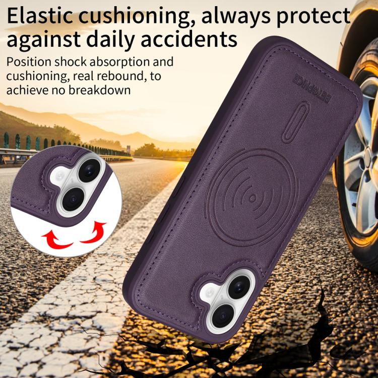 For iPhone 16 BETOPNICE Horizontal Flip Detachable MagSafe Wallet Phone Case(Purple) - iPhone 16 Cases by BETOPNICE | Online Shopping UK | buy2fix
