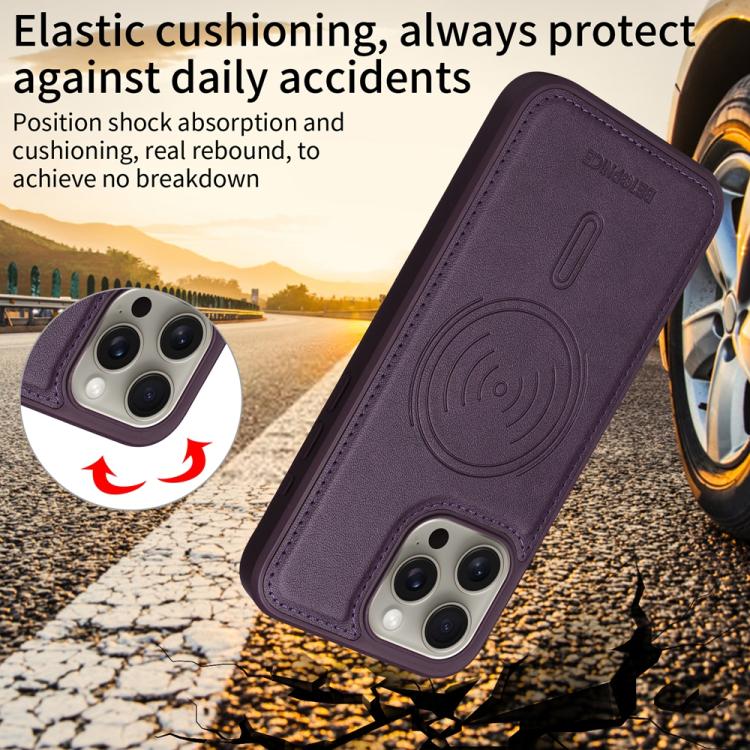 For iPhone 15 Pro Max BETOPNICE Horizontal Flip Detachable MagSafe Wallet Phone Case(Purple) - iPhone 15 Pro Max Cases by BETOPNICE | Online Shopping UK | buy2fix