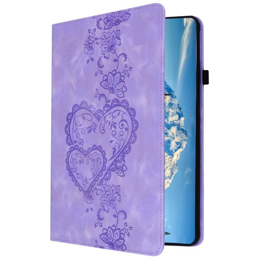 For iPad Air / Air 2 / 9.7 2017 / 2018 Love Hearts Embossed Leather Smart Tablet Case(Purple) - iPad 9.7 (2018) & (2017) Cases by buy2fix | Online Shopping UK | buy2fix