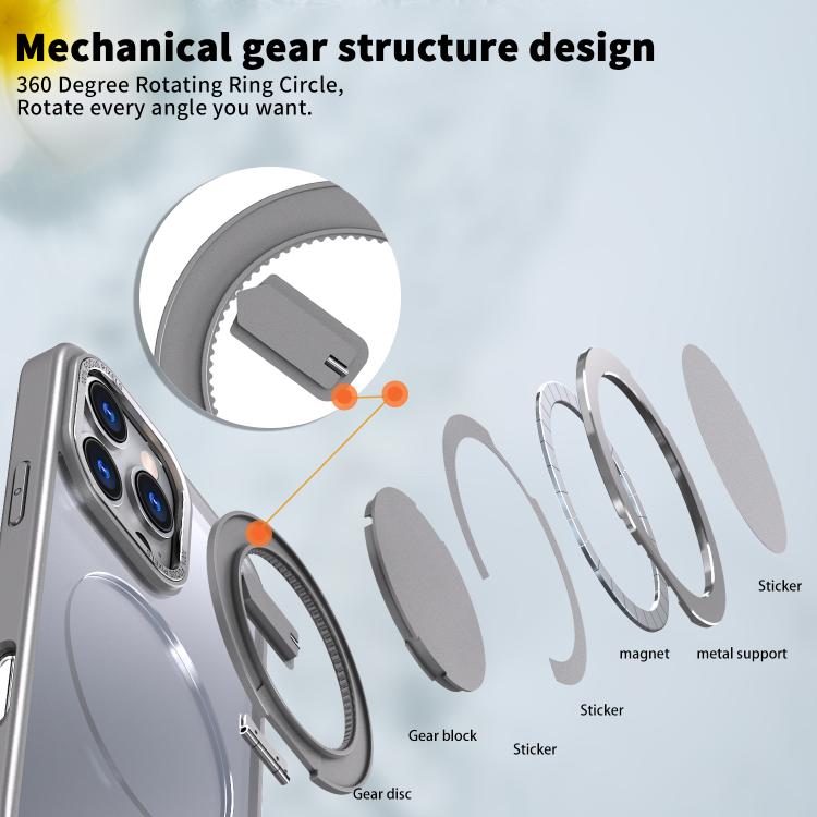 For iPhone 16 Pro Max 360-degree Rotating MagSafe Magnetic Holder Phone Case(Titanium Grey) - iPhone 16 Pro Max Cases by buy2fix | Online Shopping UK | buy2fix
