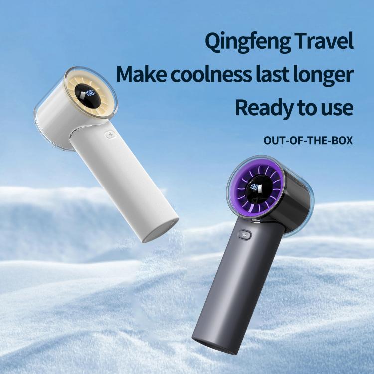 HX-F369 LED Digital Display High Speed Handheld Fan(Green) - Electric Fans by buy2fix | Online Shopping UK | buy2fix