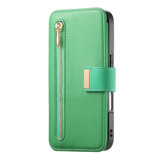 For iPhone 16 Pro Max Ring Zipper Wallet RFID Blocking MagSafe Leather Phone Case(Green) - iPhone 16 Pro Max Cases by buy2fix | Online Shopping UK | buy2fix