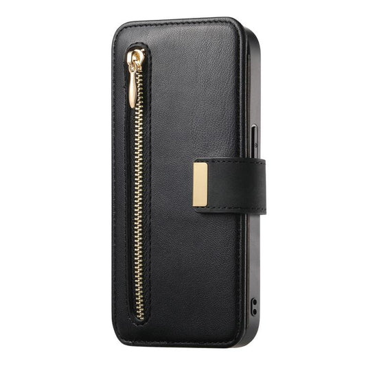 For iPhone 15 Pro Ring Zipper Wallet RFID Blocking MagSafe Leather Phone Case(Black) - iPhone 15 Pro Cases by buy2fix | Online Shopping UK | buy2fix