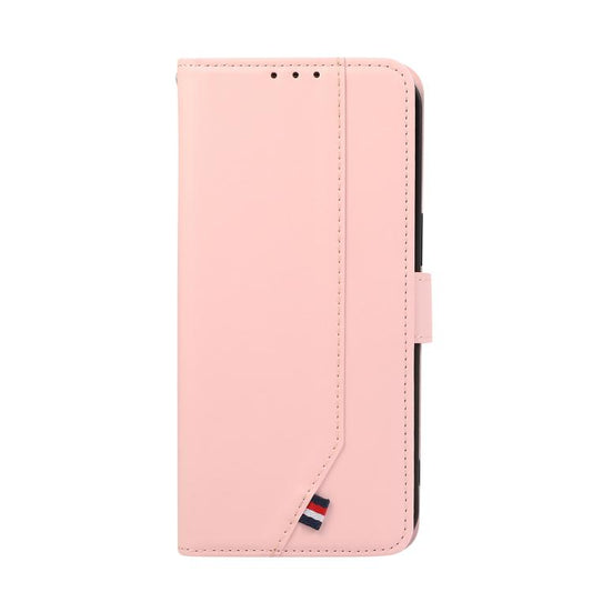 For iPhone 17 Pro ABEEL Delicate Texture Splicing RFID Leather Phone Case(Pink) - iPhone 17 Pro Cases by buy2fix | Online Shopping UK | buy2fix