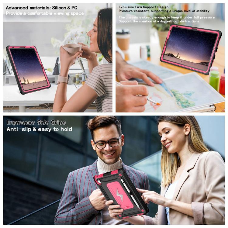 For iPad 2025 / 2022 Armor Bolt Shape Holder Silicone Hybrid PC Tablet Case(Black Rose Red) - iPad 2025 / 2022 Cases by buy2fix | Online Shopping UK | buy2fix