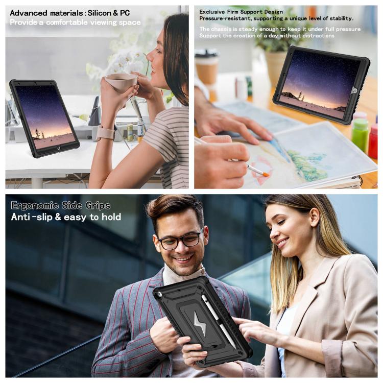 For iPad 10.2 2021 / 2020 / 2019 Armor Bolt Shape Holder Silicone Hybrid PC Tablet Case(Black) - iPad 10.2 Cases by buy2fix | Online Shopping UK | buy2fix