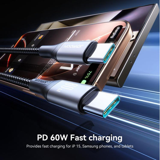 JOYROOM S-A28 Flash Series 60W 480Mbps Fast Charging Data Cable, Type-C to Type-C Cable, Length: 2m(Black) - USB-C & Type-C Cable by JOYROOM | Online Shopping UK | buy2fix