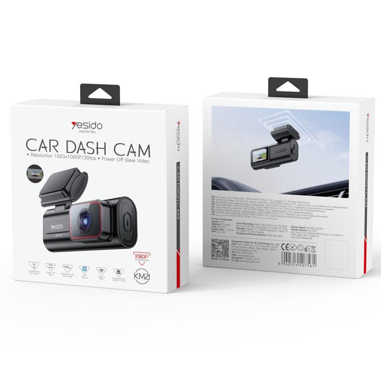 Yesido KM21 1K HD Camera Car Driving Recorder with 1.47 inch Screen(Black) - Car DVRs by Yesido | Online Shopping UK | buy2fix