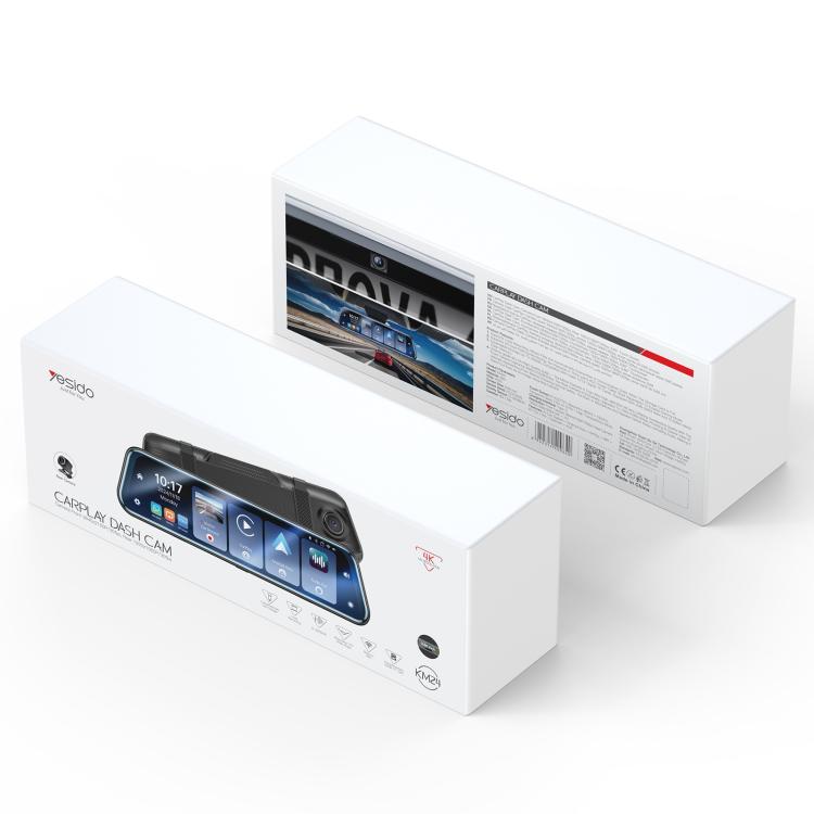 Yesido KM24 9.66 inch HD Image Reversing Assist CarPlay Streaming Rearview Mirror Dash Cam(Black) - Car DVRs by Yesido | Online Shopping UK | buy2fix