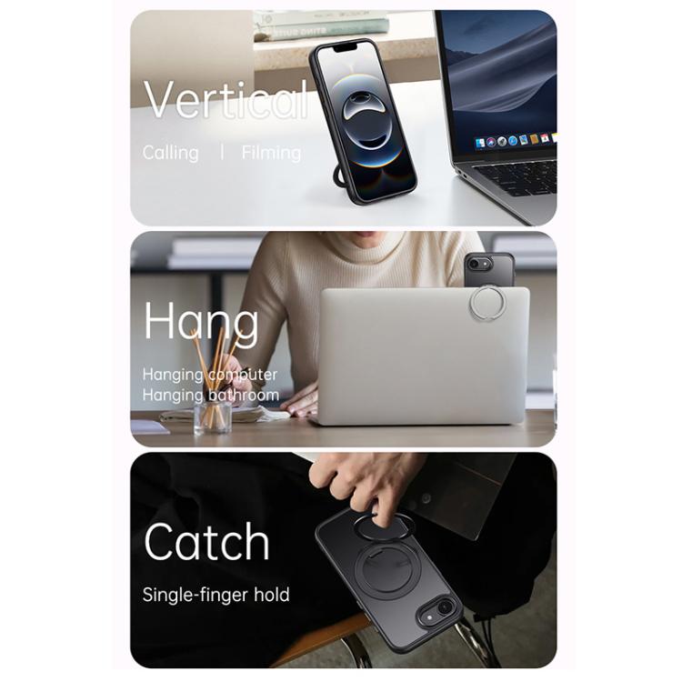 For iPhone 16e Gear 360 Rotation MagSafe Holder Phone Case(White) - iPhone 16e Cases by buy2fix | Online Shopping UK | buy2fix