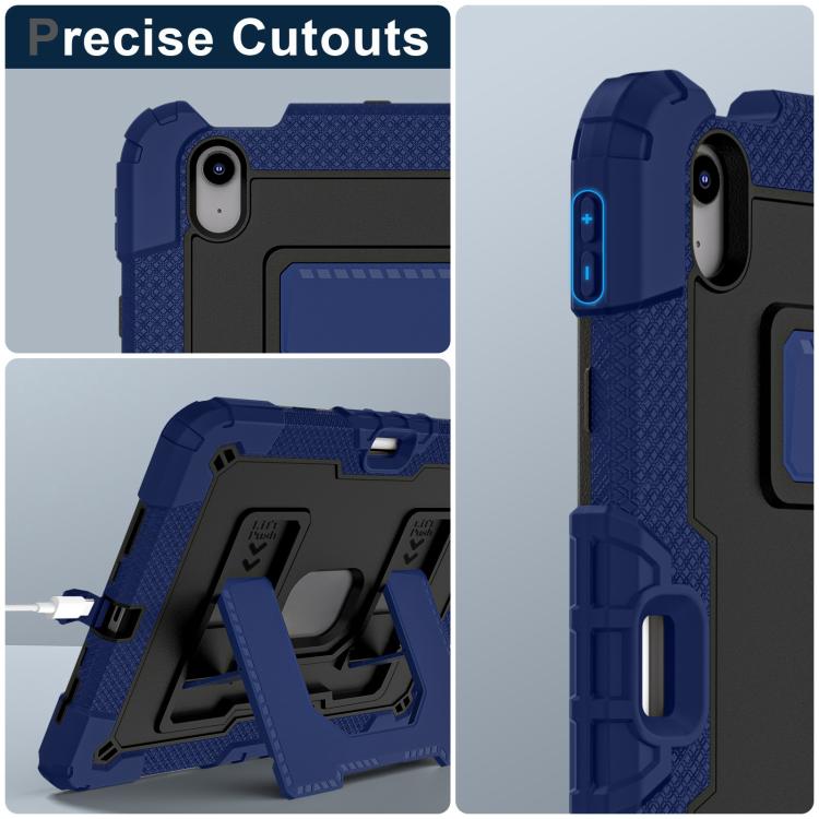 For iPad mini 6 2021 / mini 2024 Big Holder Silicone Hydric PC Tablet Case with Shoulder Strap(Navy Black) - iPad mini 2024 Cases by buy2fix | Online Shopping UK | buy2fix