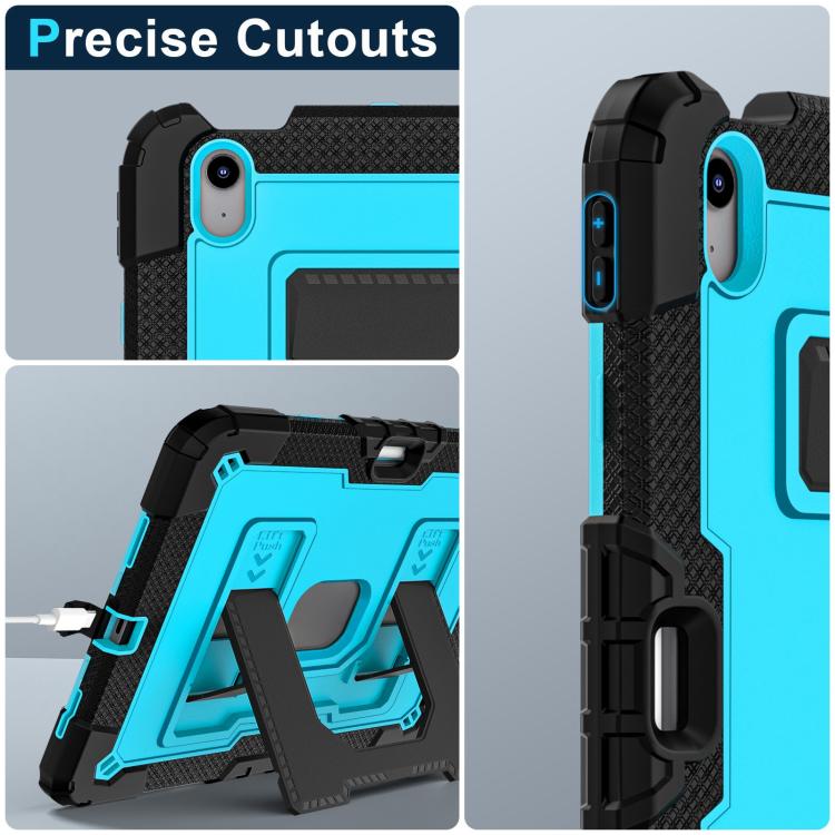 For iPad mini 6 2021 / mini 2024 Big Holder Silicone Hydric PC Tablet Case with Shoulder Strap(Black Blue) - iPad mini 2024 Cases by buy2fix | Online Shopping UK | buy2fix