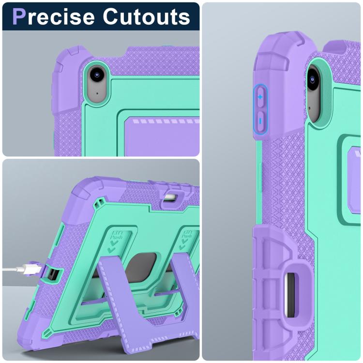For iPad mini 6 2021 / mini 2024 Big Holder Silicone Hydric PC Tablet Case with Shoulder Strap(Purple Mint) - iPad mini 2024 Cases by buy2fix | Online Shopping UK | buy2fix