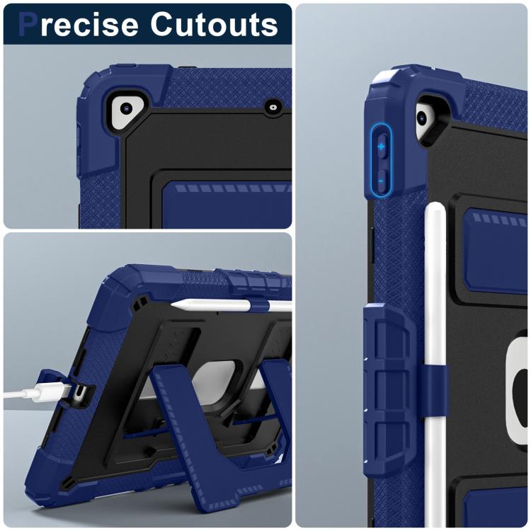 For iPad 10.2 1021 / 10.5 2019 Big Holder Silicone Hydric PC Tablet Case with Shoulder Strap(Navy Black) - iPad 10.2 Cases by buy2fix | Online Shopping UK | buy2fix